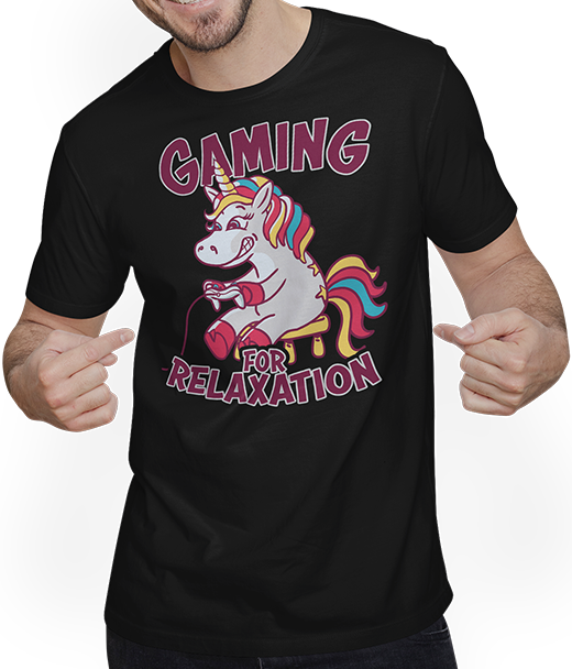 Produktbild von T-Shirt mit Mann Gaming For Relaxation Game Nerd Einhorn Lustiger Gamer Spruch