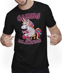 Produktbild von T-Shirt mit Mann Gaming For Relaxation Game Nerd Einhorn Lustiger Gamer Spruch