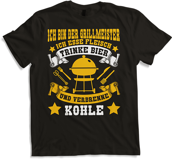 Produktbild von T-Shirt Grill Meister Trinke Bier Esse Fleisch Verbrenne Kohle BBQ