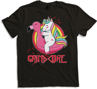 Produktbild von T-Shirt Grindcore Einhorn Flamingo | Brutal Death Technical Death