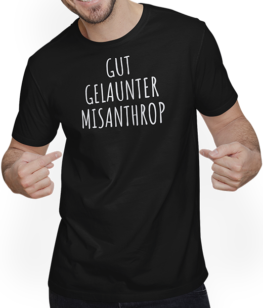 Produktbild von T-Shirt mit Mann Gut gelaunter Misanthrop Introvetierte lustiges Sprüche