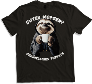 Produktbild von T-Shirt Guten Morgen Gefährliches Terrain Freche Faultier Sprüche