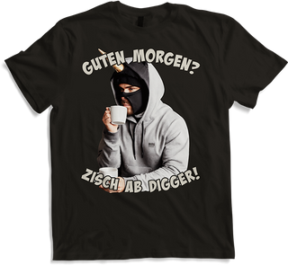 Produktbild von T-Shirt Guten Morgen? Zisch ab Digger! Einhorn Mann Kaffee Spruch