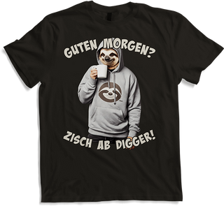 Produktbild von T-Shirt Guten Morgen? Zisch ab Digger! Faultier Kaffee Spruch