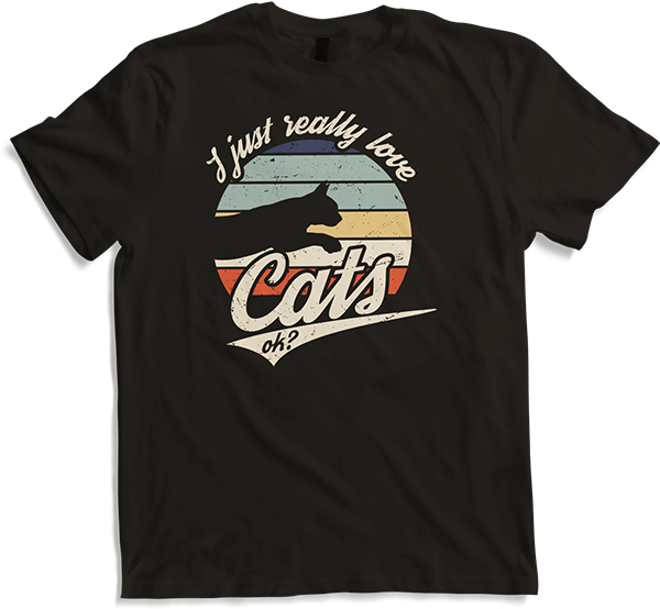 Produktbild von T-Shirt I just really love cats ok? | Lustiger Katzen Spruch Miau