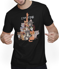 Produktbild von T-Shirt mit Mann I'm fine | Funny Cat Spruch | Lot of Cats Fun | Meow Cat