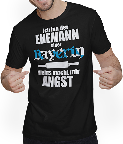 Produktbild von T-Shirt mit Mann Ich bin der Ehemann einer Bayerin, nichts macht mir Angst