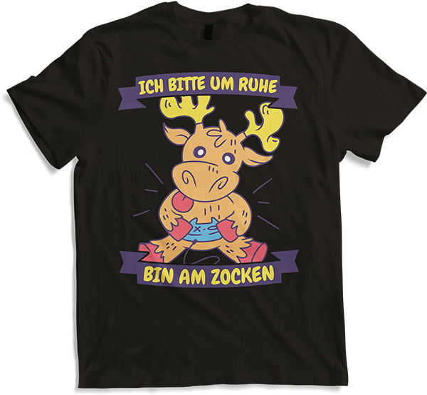 Produktbild von T-Shirt Ich bitte um Ruhe, bin am zocken Gamer Sprüche Elch Zocker