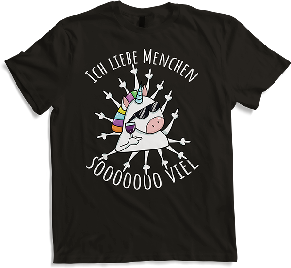 Produktbild von T-Shirt Ich liebe Menschen | Böses Misanthrop Einhorn | Sarkasmus