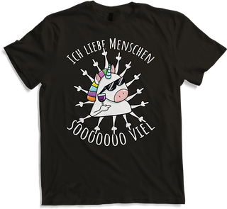 Produktbild von T-Shirt Ich liebe Menschen | Böses Misanthrop Einhorn | Sarkasmus