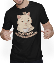 Produktbild von T-Shirt mit Mann Ich, wie ich dummen Menschen zuschaue Freche Katzen Sprüche