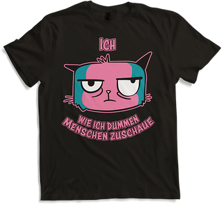 Produktbild von T-Shirt Ich, wie ich dummen Menschen zuschaue Freche Katzen Sprüche