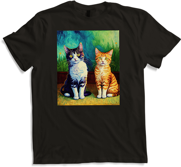 Produktbild von T-Shirt Impressionistische Katze Impressionismus Katzen Malerei Katze Kunstwerk