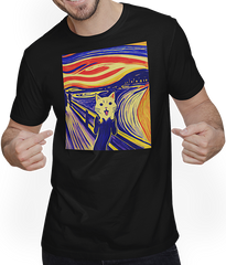 Produktbild von T-Shirt mit Mann Impressionistische lustige Katze schreiende Impressionismus Katzen