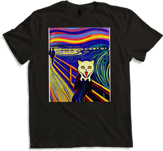 Produktbild von T-Shirt Impressionistische lustige Katze schreiende Impressionismus Katzen