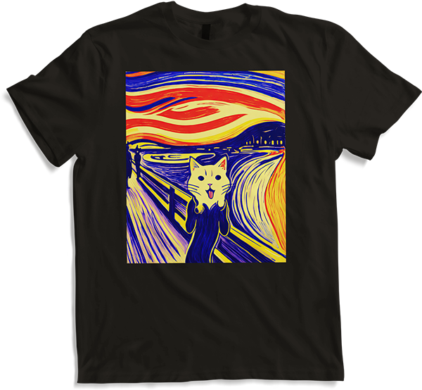 Produktbild von T-Shirt Impressionistische lustige Katze schreiende Impressionismus Katzen