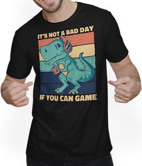 Produktbild von T-Shirt mit Mann It's Not A Bad Day If You Can Game T-Rex Zocker Gamer Spruch