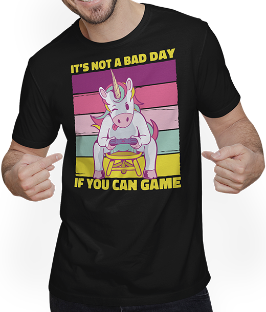 Produktbild von T-Shirt mit Mann It's Not A Bad Day If You Can Game Zocker Gamer Spruch