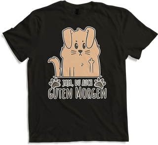 Produktbild von T-Shirt Jaja Du auch Guten Morgen Mittelfinger Hunde Stinkefinger