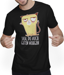 Produktbild von T-Shirt mit Mann Jaja, Du auch Guten Morgen Morgenmuffel Gelaunte Katze