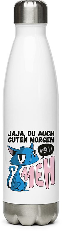 Produktbild von Edelstahlflasche Jaja, Du auch Guten Morgen Morgenmuffel Mies Gelaunte Katze