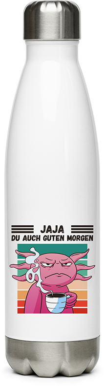 Produktbild von Edelstahlflasche Jaja, Du auch guten Morgen Morgenmuffel Lustiger Axolotl