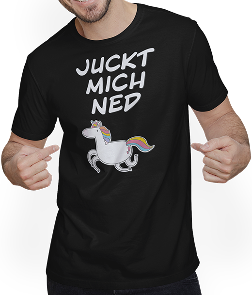 Produktbild von T-Shirt mit Mann Juckt mich ned Einhorn | Lustiger Cooler Spruch für Mädchen