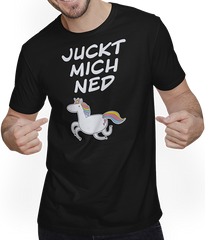 Produktbild von T-Shirt mit Mann Juckt mich ned Einhorn | Lustiger Cooler Spruch für Mädchen