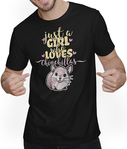 Produktbild von T-Shirt mit Mann Just A Girl Who Loves Chinchilla-Spruch