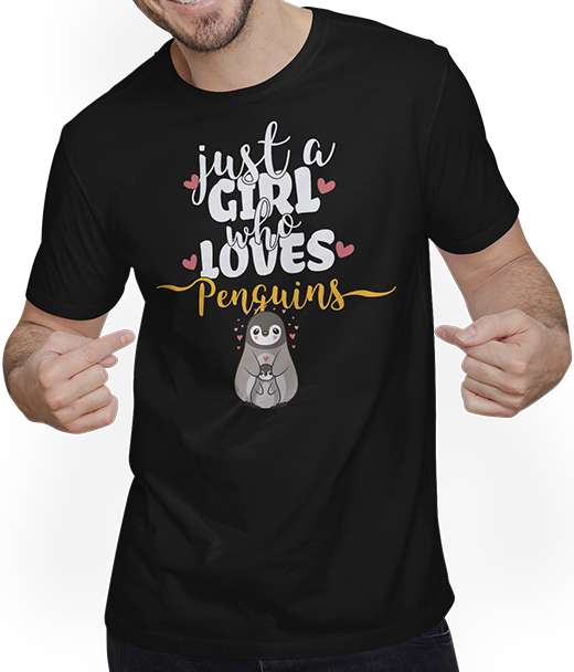 Produktbild von T-Shirt mit Mann Just A Girl Who Loves Penguins | Sprüche Pinguin