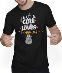 Produktbild von T-Shirt mit Mann Just A Girl Who Loves Penguins | Sprüche Pinguin