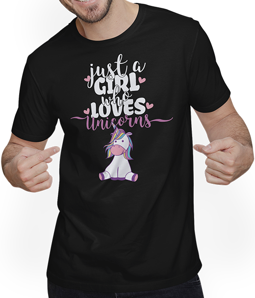 Produktbild von T-Shirt mit Mann Just A Girl Who Loves Unicorns | Lustiges Einhorn | Mädchen