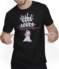 Produktbild von T-Shirt mit Mann Just A Girl Who Loves Unicorns | Lustiges Einhorn | Mädchen