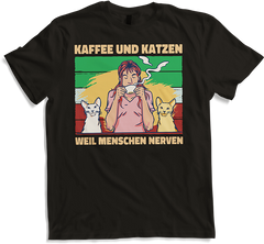 Produktbild von T-Shirt Kaffee und Katzen weil Menschen Nerven Morgenmuffel Katzen