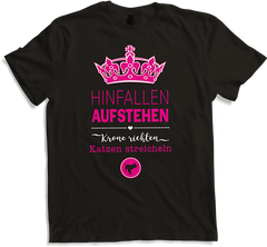 Produktbild von T-Shirt Katze | Hinfallen Aufstehen Krone richten | Sprüche Shirt