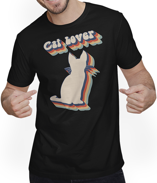 Produktbild von T-Shirt mit Mann Katze | Vintage Stil | Shirt für Katzenbesitzer | Geschenk