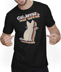 Produktbild von T-Shirt mit Mann Katze | Vintage Stil | Shirt für Katzenbesitzer | Geschenk