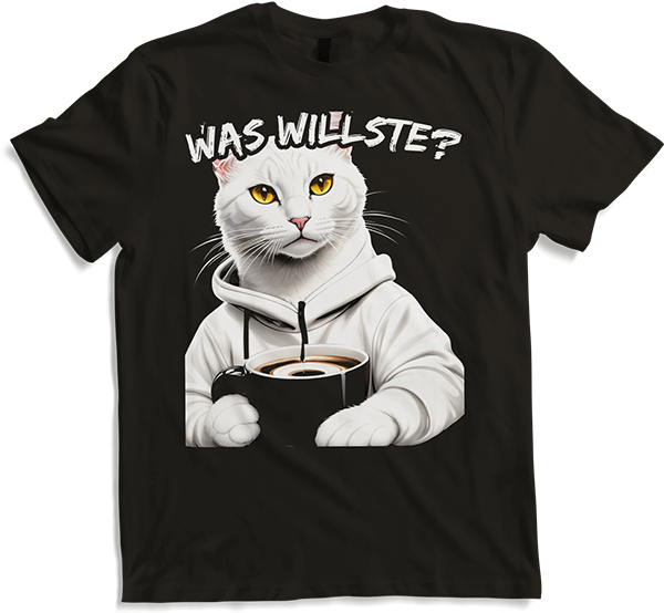 Produktbild von T-Shirt Katze "Was willste?" Freche Mädchen Sprüche Jungen Spruch