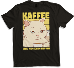 Produktbild von T-Shirt Katzen weil Menschen Nerven Morgenmuffel Kaffee Sprüche