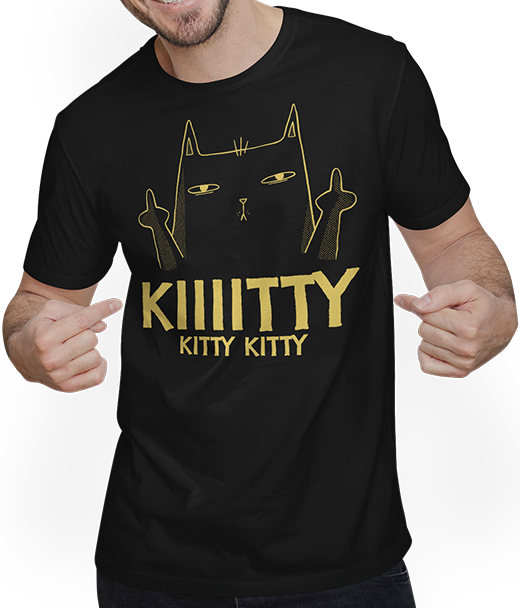 Produktbild von T-Shirt mit Mann Kiiiitty Kitty Kitty Sarkastischer Ironischer Katzen Spruch