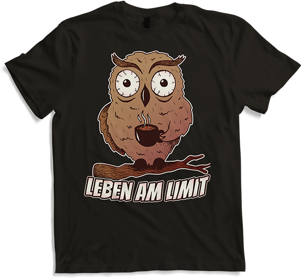 Produktbild von T-Shirt Leben am Limit lustige Eulen Sprüche Mädchen Kaffee Koffein