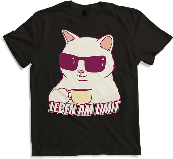 Produktbild von T-Shirt Leben am Limit lustige Katzen Sprüche Mädchen Kaffee Koffein