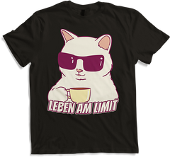 Produktbild von T-Shirt Leben am Limit lustige Katzen Sprüche Mädchen Kaffee Koffein