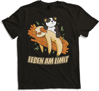 Produktbild von T-Shirt Leben am Limit lustiges Faultier Panda Sprüche Mädchen Jungs