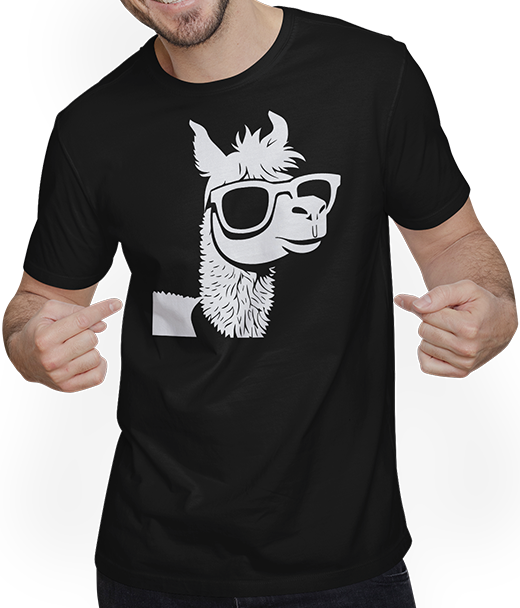 Produktbild von T-Shirt mit Mann Lustige Alpaka trägt Sonnenbrille coole Alpakas