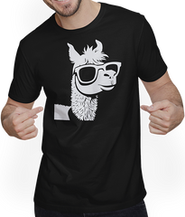 Produktbild von T-Shirt mit Mann Lustige Alpaka trägt Sonnenbrille coole Alpakas