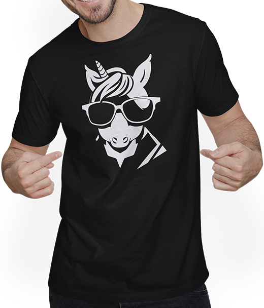 Produktbild von T-Shirt mit Mann Lustige Einhörner tragen Sonnenbrille cooles Einhorn