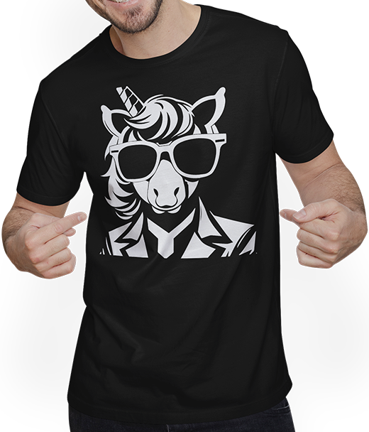 Produktbild von T-Shirt mit Mann Lustige Einhörner tragen Sonnenbrille cooles Einhorn