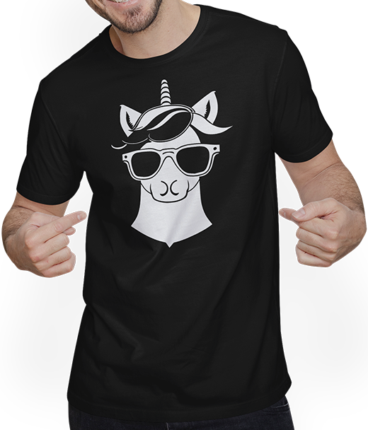 Produktbild von T-Shirt mit Mann Lustige Einhörner tragen Sonnenbrille cooles Einhorn