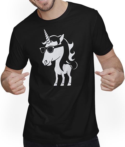 Produktbild von T-Shirt mit Mann Lustige Einhörner tragen Sonnenbrille cooles Einhorn